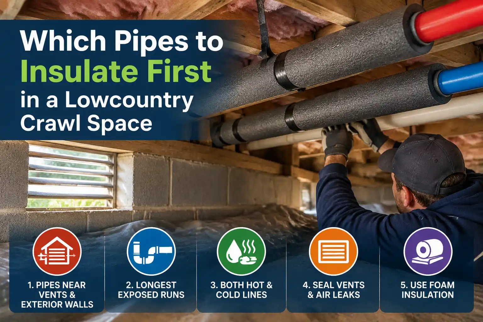 Which Pipes to Insulate First in a Lowcountry Crawl Space